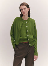 &Daughter Ada Crewneck Cardigan in Green
