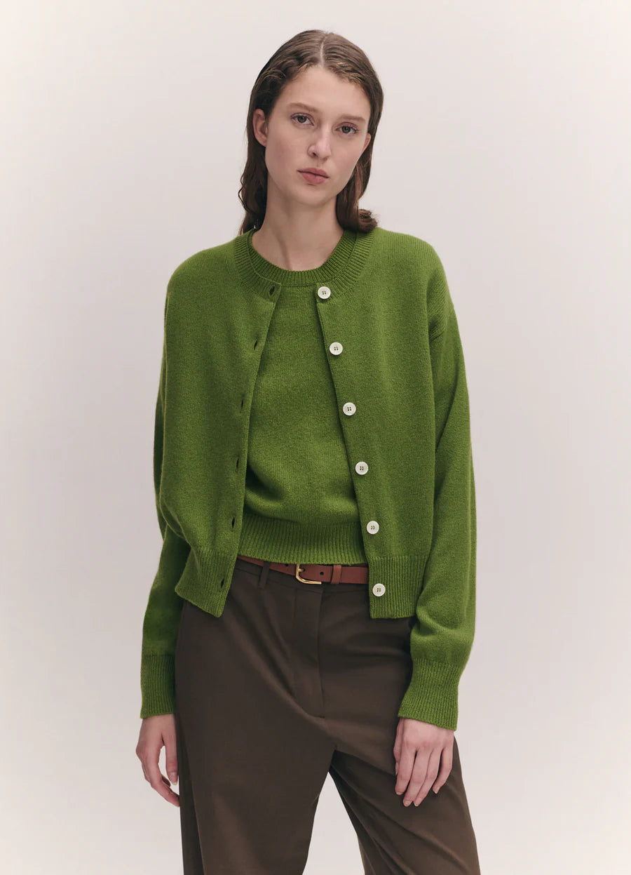 &Daughter Ada Crewneck Cardigan in Green