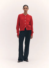 &Daughter Ada Crewneck Cardigan in Poppy Red