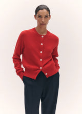 &Daughter Ada Crewneck Cardigan in Poppy Red