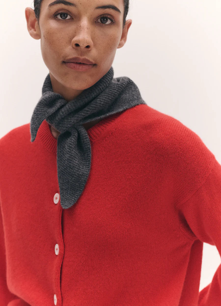 &Daughter Ada Crewneck Cardigan in Poppy Red