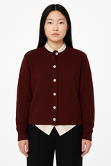 &Daughter Ada Crewneck Cardigan in Burgundy