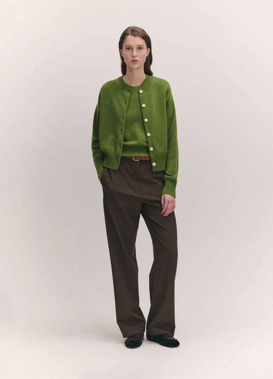 &Daughter Ada Crewneck Cardigan in Green