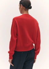 &Daughter Ada Crewneck Cardigan in Poppy Red