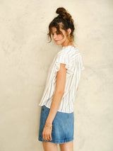Mabe Alma Top in Ecru Stripe M.A.B.E