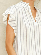 Mabe Alma Top in Ecru Stripe M.A.B.E