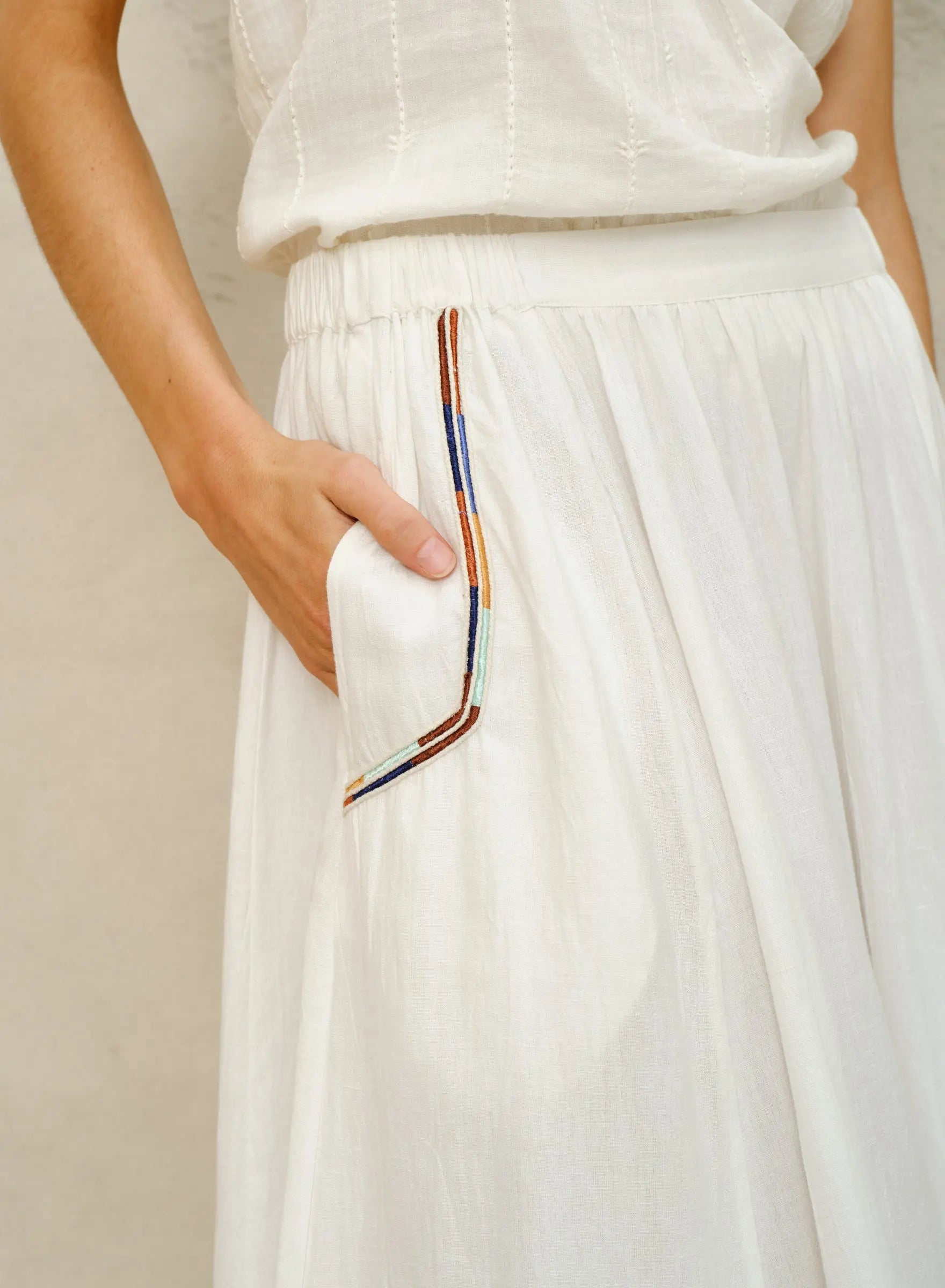 Mabe Arielle Embellished Skirt in White M.A.B.E