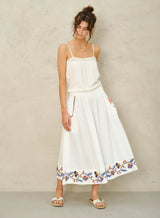 Mabe Arielle Embellished Skirt in White M.A.B.E