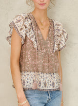 Mabe Bani Print Frill Top M.A.B.E