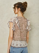 Mabe Bani Print Frill Top M.A.B.E