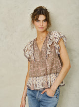 Mabe Bani Print Frill Top M.A.B.E