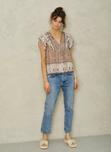 Mabe Bani Print Frill Top M.A.B.E