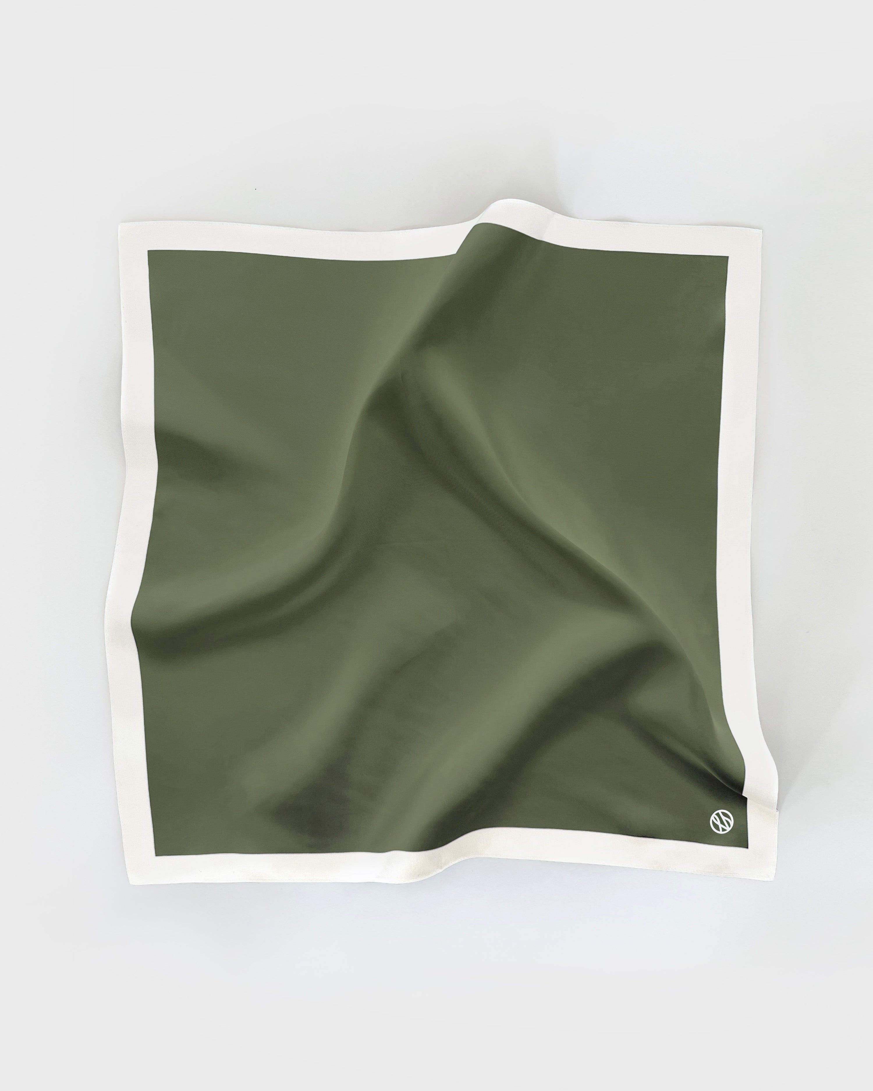 Le Scarf Border Print Scarf Olive Green Cream Le Scarf