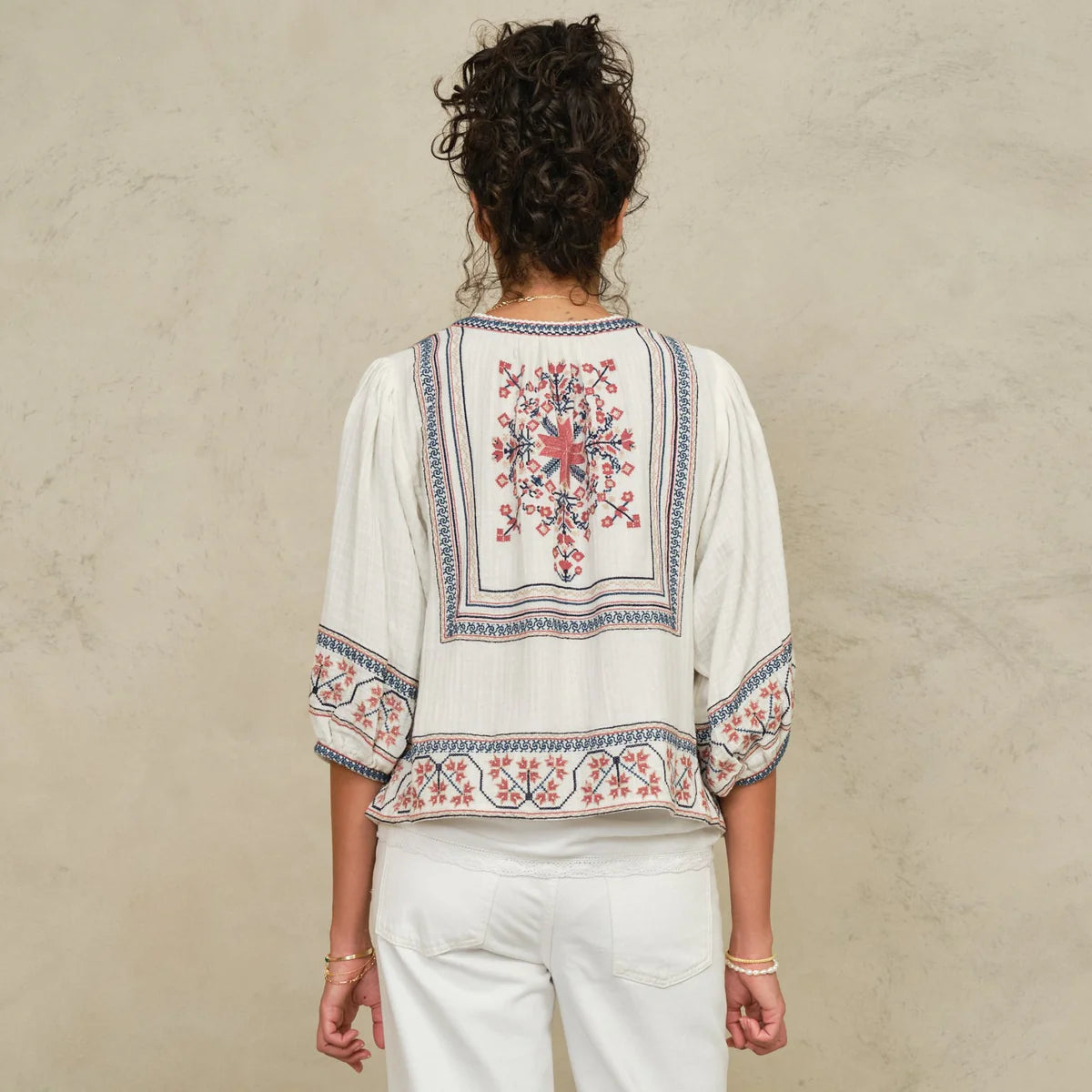 Mabe Calista Embroidered Jacket Ecru