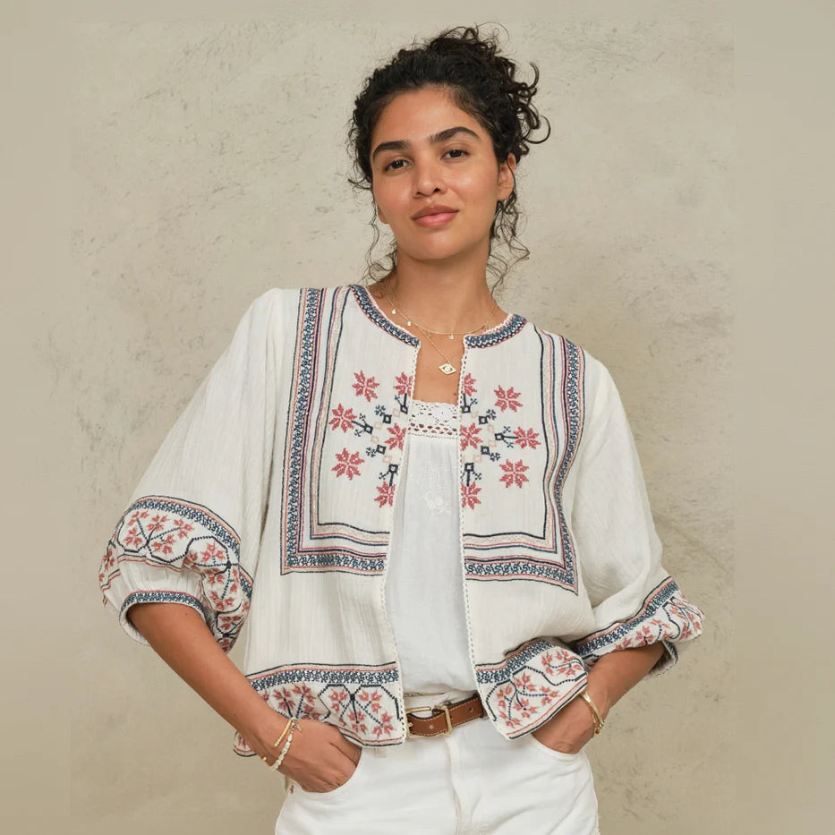 Mabe Calista Embroidered Jacket Ecru