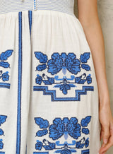 Mabe Carmi Embellished Dress in Ecru/Blue M.A.B.E