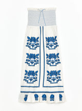 Mabe Carmi Embellished Dress in Ecru/Blue M.A.B.E