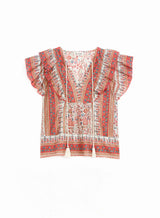 Mabe Cass Frill Top in Coral M.A.B.E