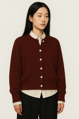 &Daughter Ada Crewneck Cardigan in Burgundy