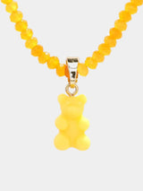 Crystal Haze Beaded Nostalgia Bear Necklace Yellow Crystal Haze