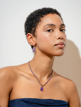 Crystal Haze Beaded Nostalgia Bear Necklace Purple - Twenty Petworth
