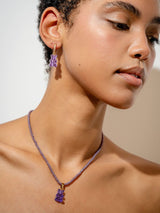 Crystal Haze Beaded Nostalgia Bear Necklace Purple - Twenty Petworth