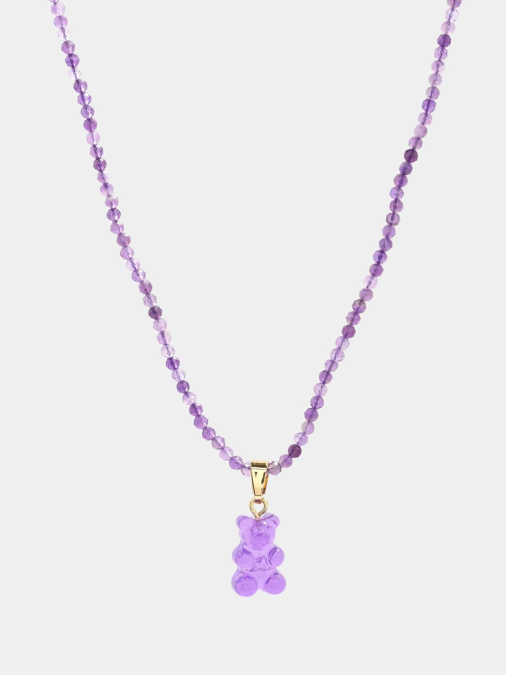 Crystal Haze Beaded Nostalgia Bear Necklace Purple - Twenty Petworth