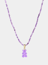 Crystal Haze Beaded Nostalgia Bear Necklace Purple - Twenty Petworth