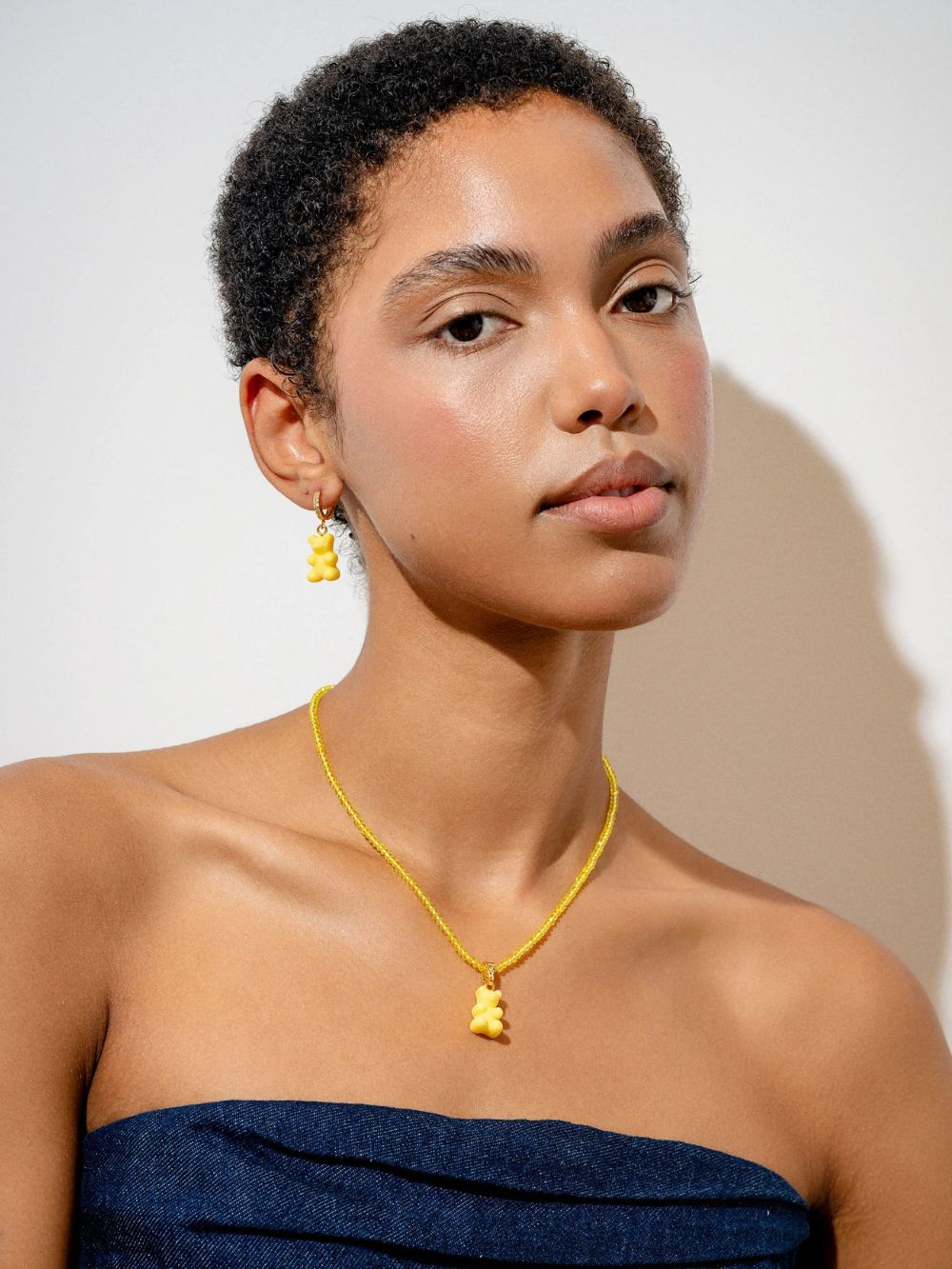 Crystal Haze Beaded Nostalgia Bear Necklace Yellow - Twenty Petworth