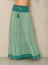 Mabe Dana Print Maxi Skirt Green M.A.B.E