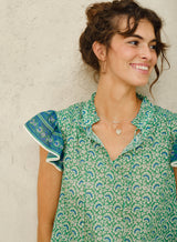 Mabe Dana Print Top Green M.A.B.E
