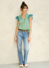 Mabe Dana Print Top Green M.A.B.E