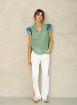 Mabe Dana Print Top Green M.A.B.E