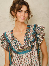 Mabe Devi Print Frill Top M.A.B.E