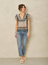 Mabe Devi Print Frill Top M.A.B.E
