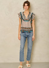 Mabe Devi Print Frill Top M.A.B.E