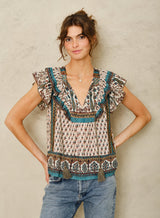 Mabe Devi Print Frill Top M.A.B.E