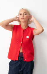 American Vintage East Sleeveless Cardigan Melange Pepper American Vintage