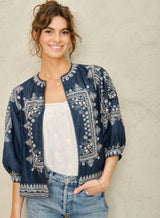 Mabe Eden Print Jacket Indigo M.A.B.E