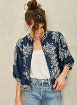 Mabe Eden Print Jacket Indigo M.A.B.E