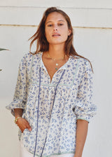 Mabe Edie Print Long Sleeve Top Blue
