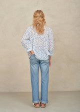 Mabe Edie Print Long Sleeve Top Blue