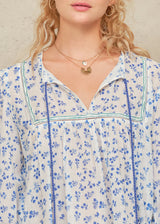 Mabe Edie Print Long Sleeve Top Blue