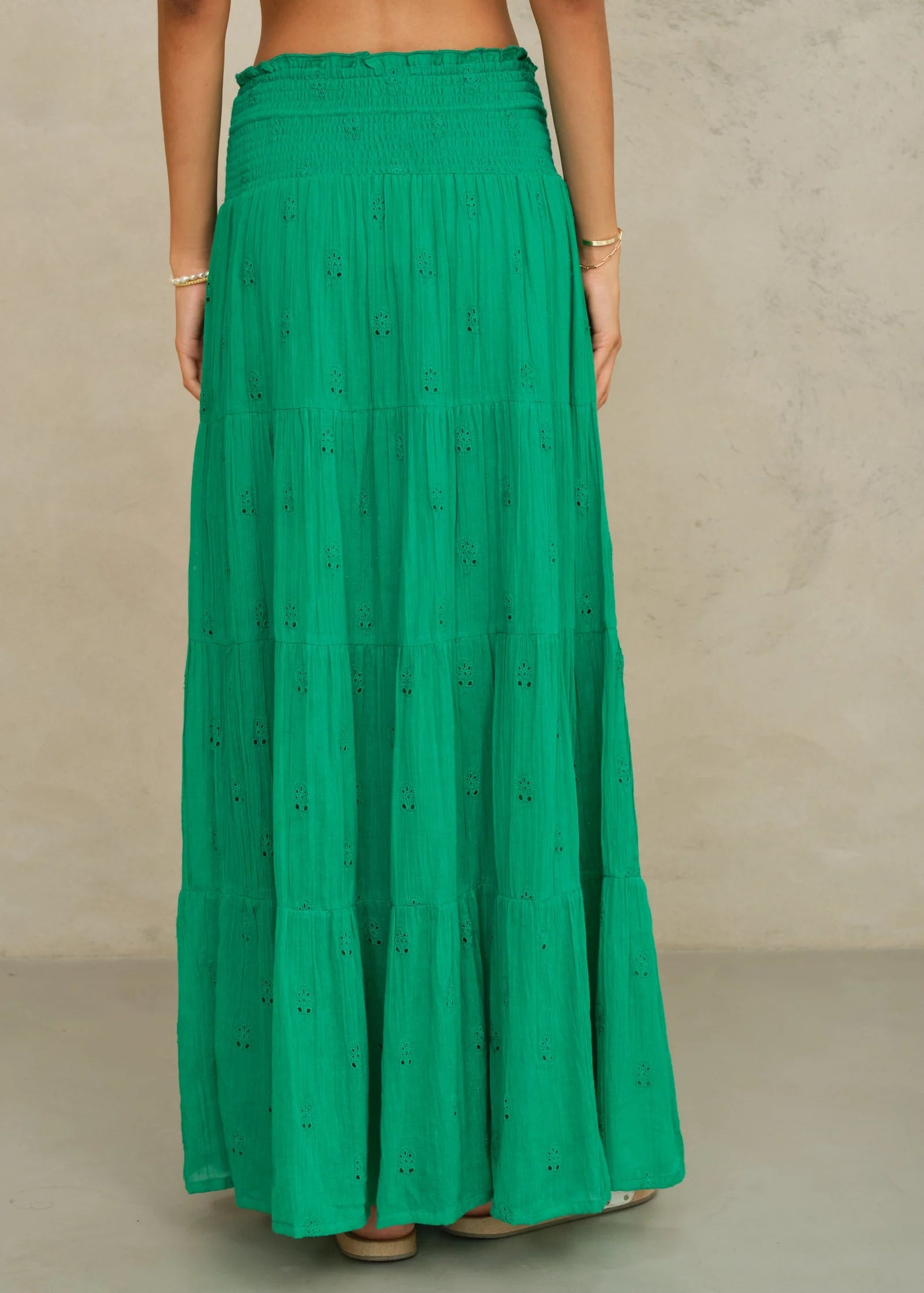 Mabe Frani Embroidered Maxi Skirt Green