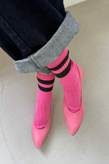 Le Bon Shoppe Her Varsity Socks Pink Green