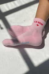 Le Bon Shoppe Embroidered Socks Strawberry Milk