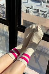 Le Bon Shoppe Her Varsity Socks Magenta Le Bon Shoppe