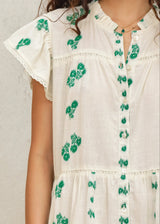 Mabe Iris Woven Frill Sleeve Dress Green