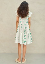 Mabe Iris Woven Frill Sleeve Dress Green