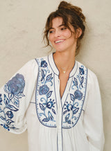 Mabe Lucia Embellished Tunic Ecru Blue M.A.B.E